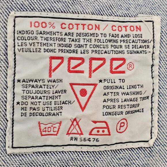 Vintage Pepe Jean Jackent Mens Medium Blue 80s Trucker Style Denim Stone Wash - Picture 12 of 16